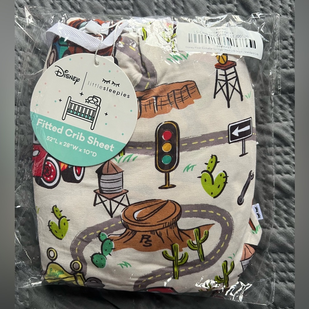 Little Sleepies Disney Cars Radiator Springs Standard Fitted Crib Sheet NIB!
